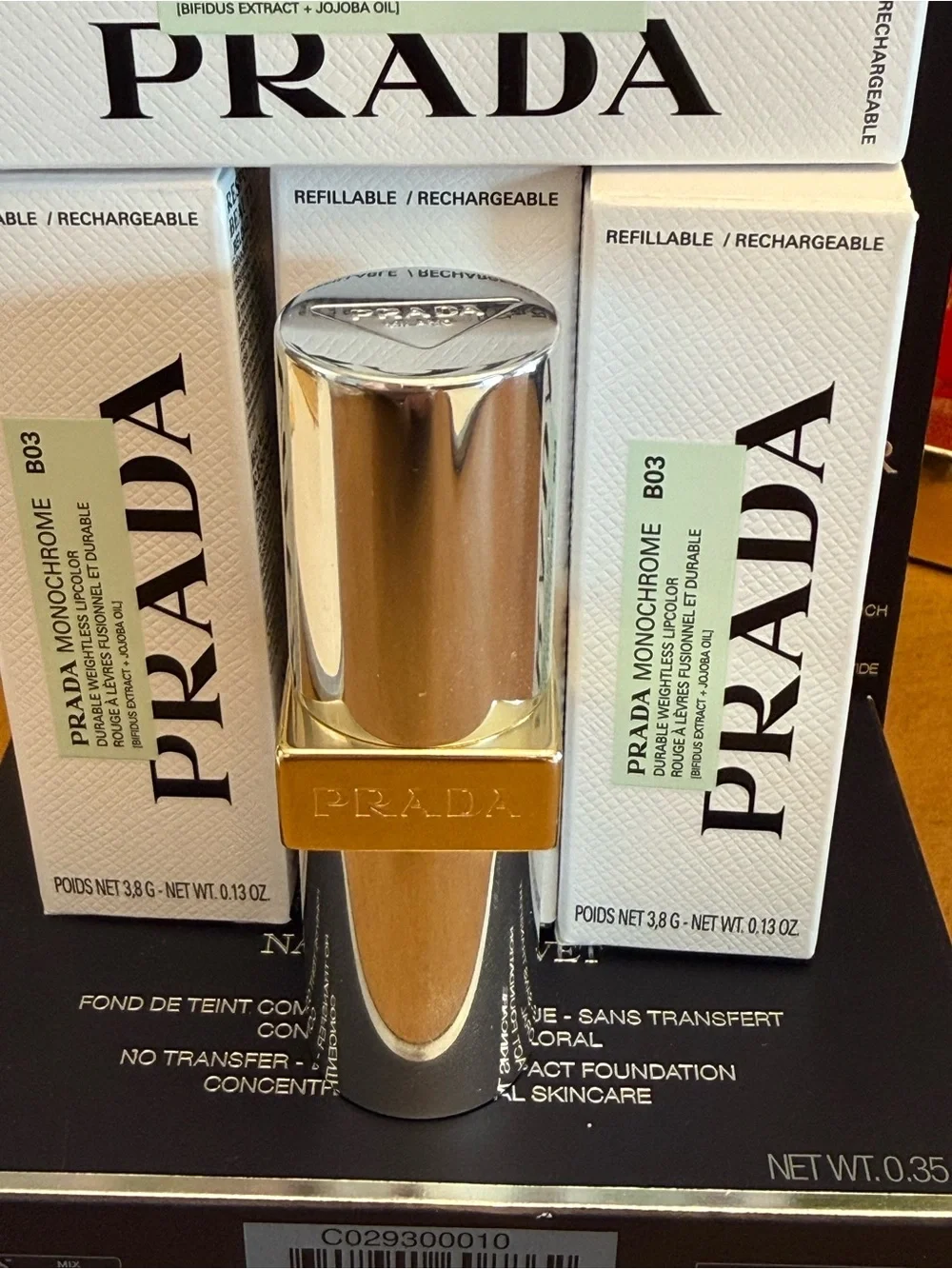 Prada Monochrome Velvet Lipstick - Mahogany B03.